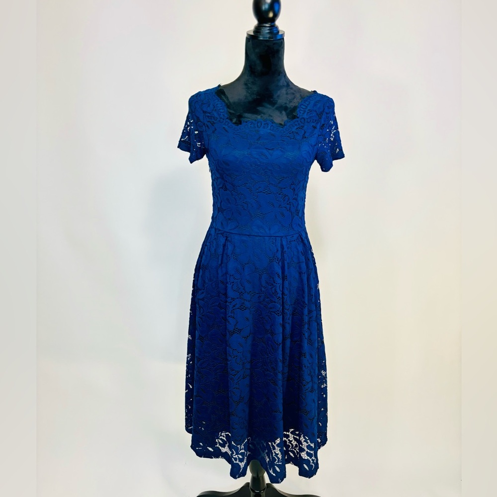Elegant Blue Lace Dress